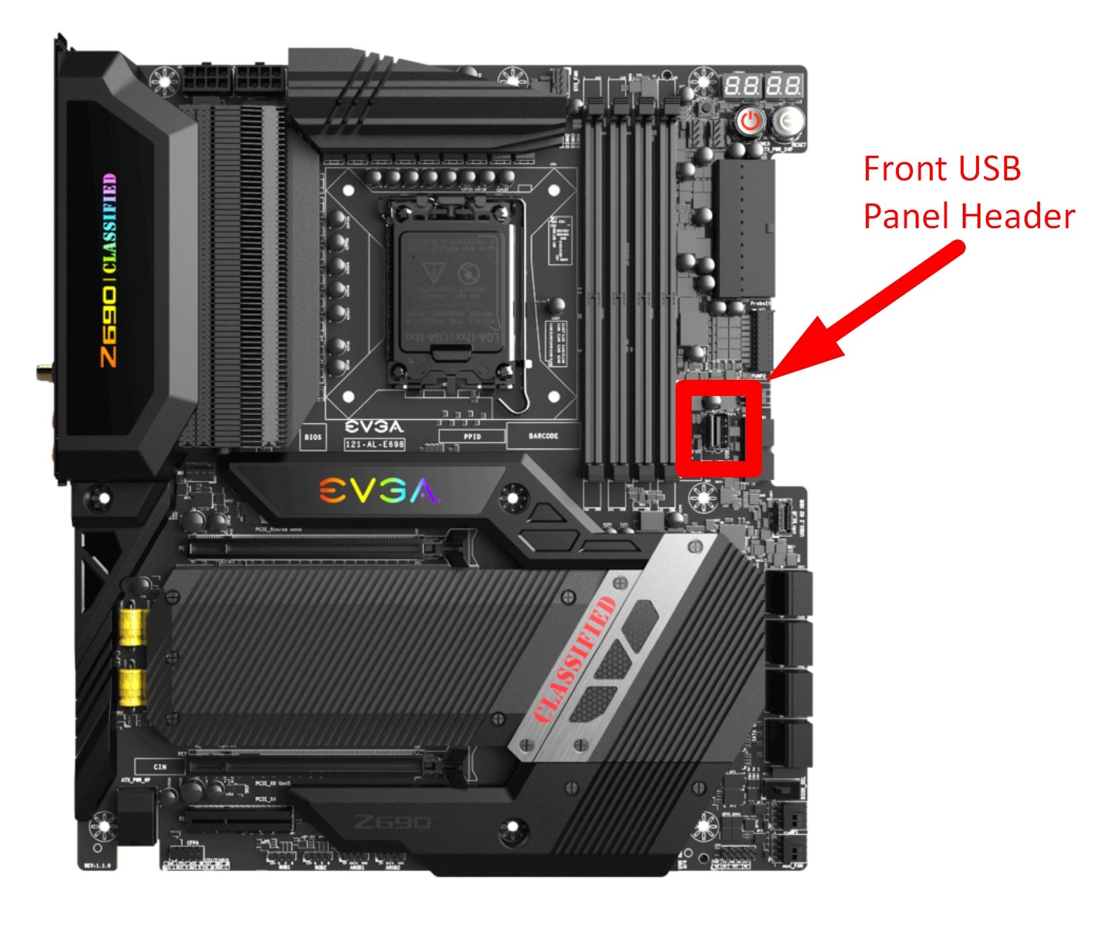 Front USB Panel Header on Motherboard