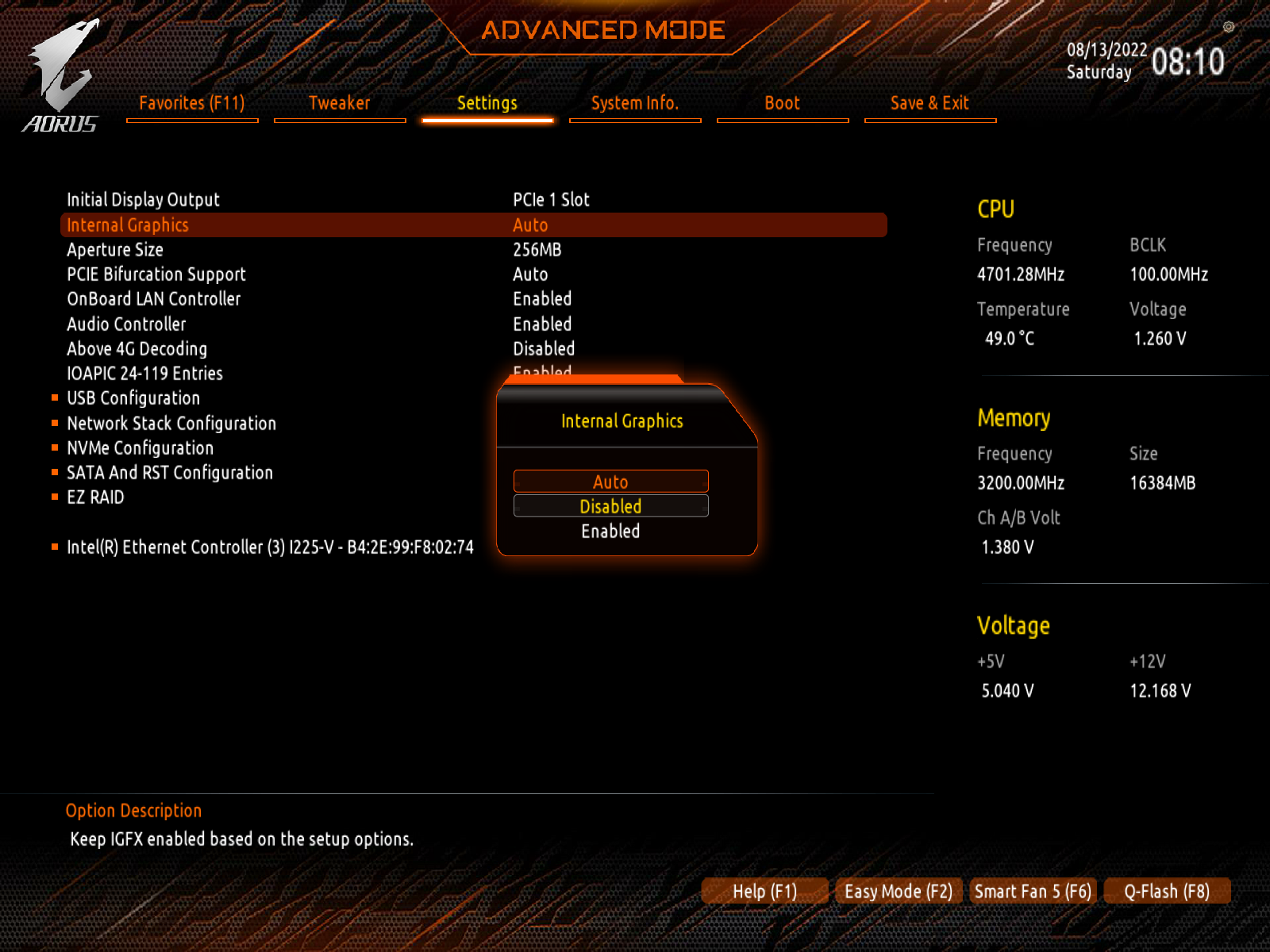 BIOS settings